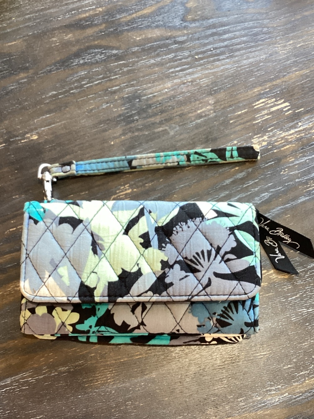 Vera Bradley Camofloral Blue Quilted Phone Wristlet
